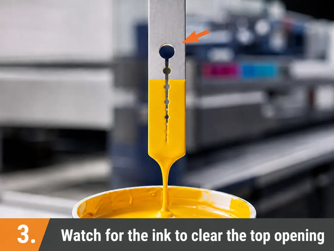 Step 3: watch the ink clear the upper calibrated opening