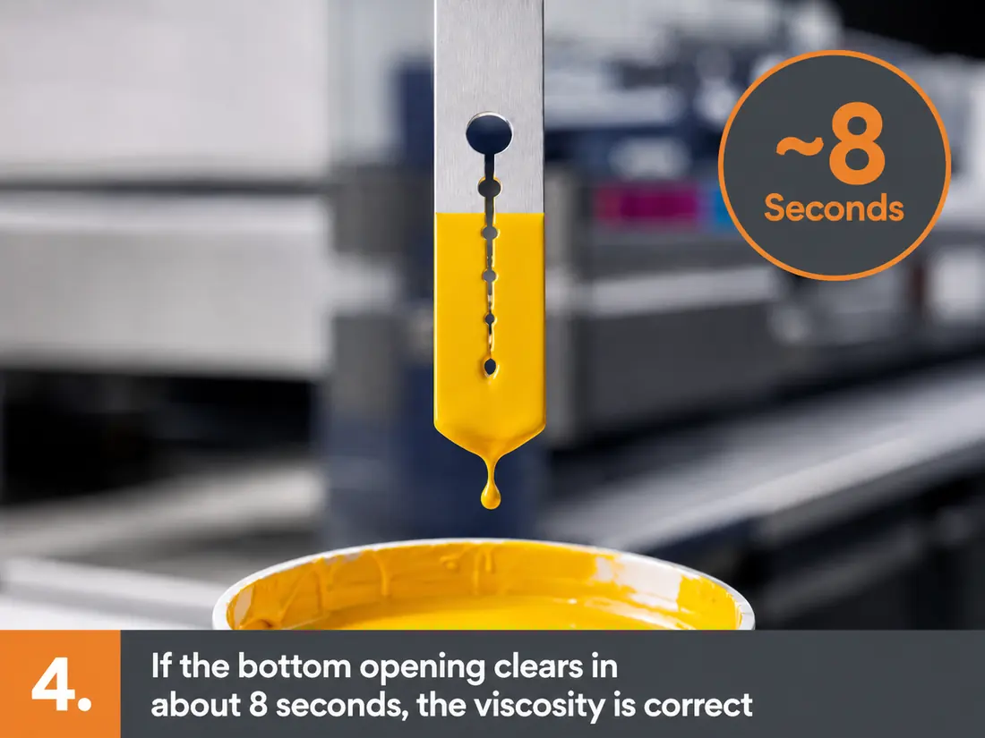 Step 4: approximately eight seconds to the bottom opening is the typical pad printing reference