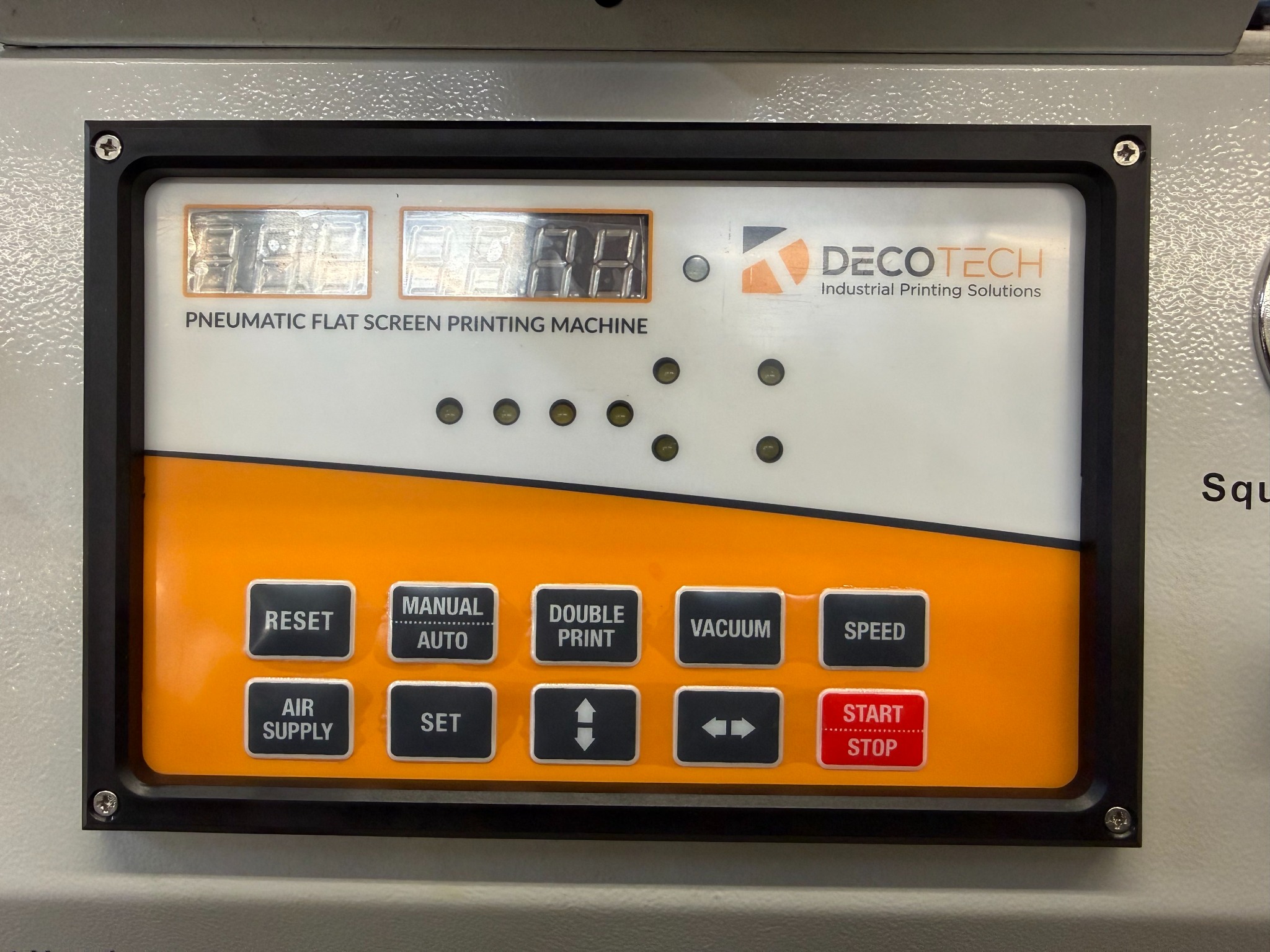 DT-2040 small format screen printing machine operator control panel