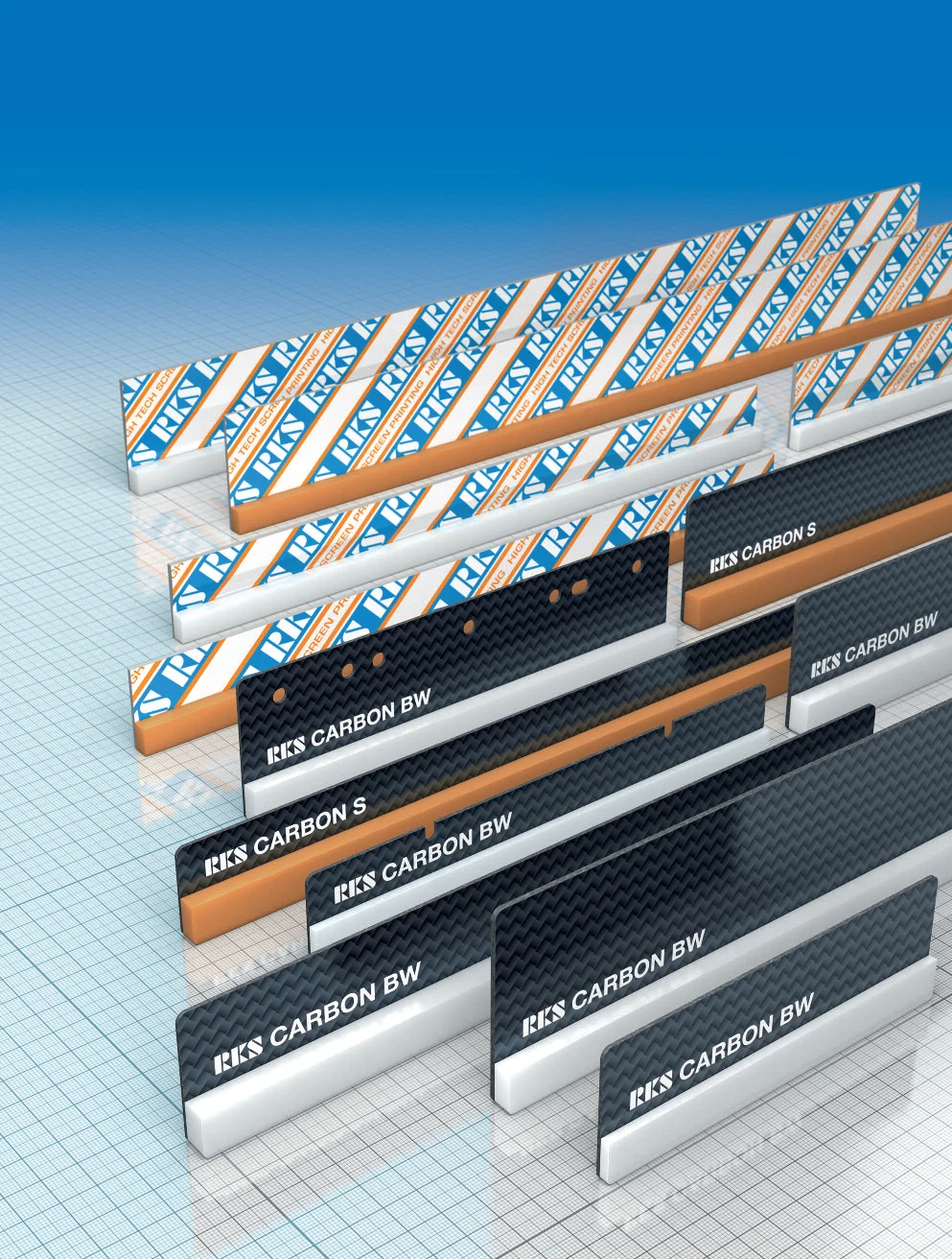 RKS Carbon BW, Carbon S and System screen printing squeegee blade range